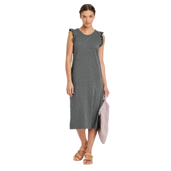 Universal Threads Gray Ruffle Sleeve Scoop Dress Maxi Dress Women's Size Small - Picture 1 of 6